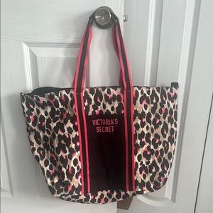 Victoria's Secret Leopard Print Tote Bag - Black and Pink